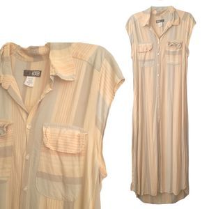 Beach Riot Cap Sleeve Maxi Cover Up Buttoned Dress Multi Stripe Womens M Pockets